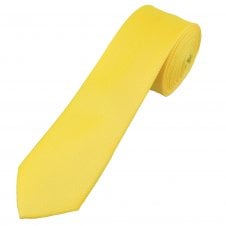 Plain Bright Yellow Textured Men's Skinny Tie