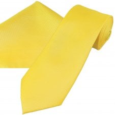 Plain Bright Yellow Textured Men's Tie & Pocket Square Handkerchief Set