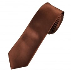 Plain Brown Boys Skinny Tie