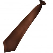 Plain Brown Clip On Tie