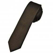 Plain Brown Men's Silk Skinny Tie
