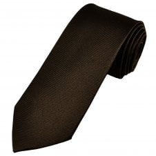 Plain Brown Men's Silk Tie