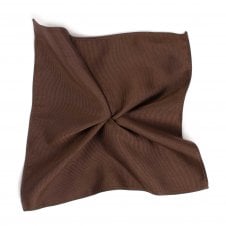 Plain Brown Silk Pocket Square Handkerchief by Tresanti