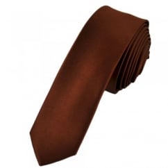 Plain Brown Super Skinny Tie