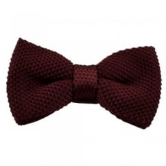 Plain Burgundy Knitted Bow Tie