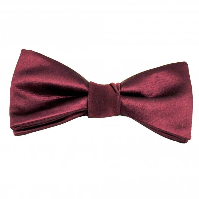 Plain Burgundy Men's Silk Bow Tie