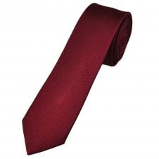 Plain Burgundy Men's Silk Skinny Tie by Tresanti