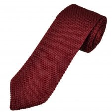 Plain Burgundy Pointed End Men's Knitted Tie