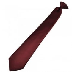 Plain Burgundy Red Clip-On Tie