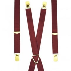 Plain Burgundy Red Skinny Trouser Braces