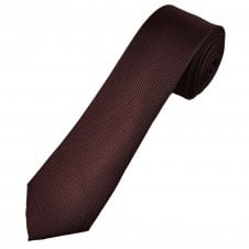 Plain Burgundy Textured Men's Skinny Tie