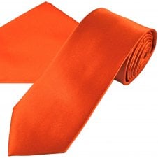 Plain Burnt Orange Men's Tie & Pocket Square Handkerchief