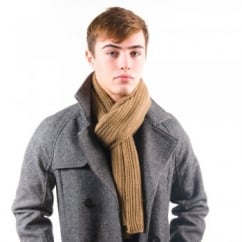 Plain Camel Wool Blend Scarf