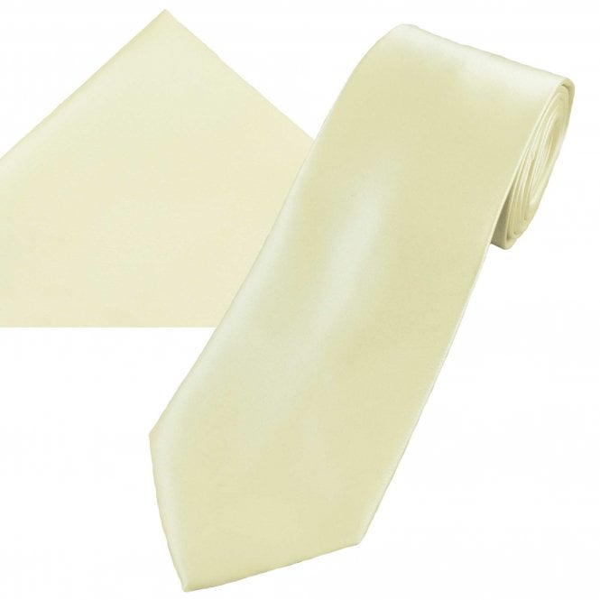 Plain Champagne Men's Satin Tie & Pocket Square Handkerchief Set