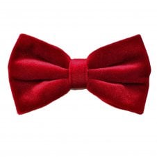 Plain Cherry Red Men's Velvet Bow Tie