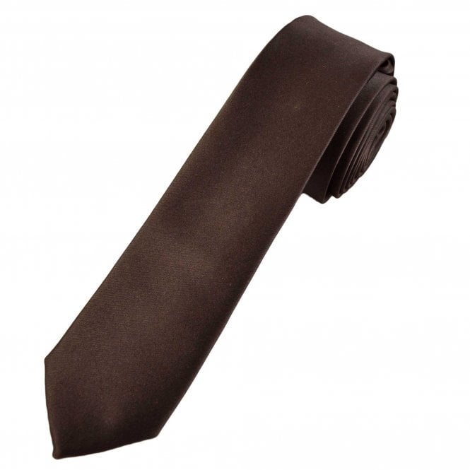 Plain Chocolate Brown 6cm Skinny Tie