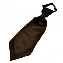 Plain Chocolate Brown Boys Scrunchie Wedding Cravat