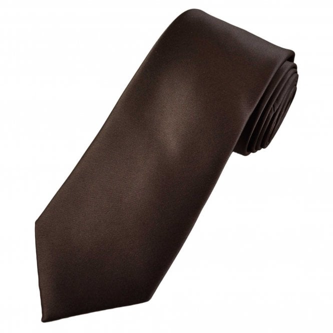 Plain Chocolate Brown Men's Satin Tie