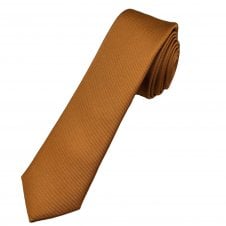Plain Copper Orange Men's Silk Skinny Tie by Tresanti