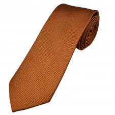 Plain Copper Orange Men's Silk Tie by Tresanti