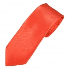 Plain Coral Shantung Boys Tie