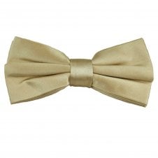 Plain Dark Beige Men's Silk Satin Bow Tie by Lupi Romani