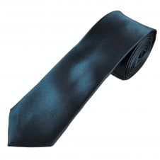 Plain Dark Blue Boys Skinny Tie