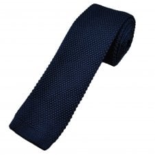 Plain Dark Blue Men's Knitted Tie