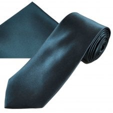 Plain Dark Blue Men's Tie & Pocket Square Handkerchief Set