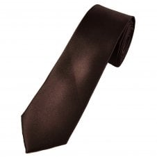 Plain Dark Brown Boys Skinny Tie