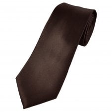 Plain Dark Brown Men's Satin Tie