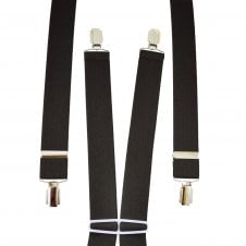 Plain Dark Brown Men's Trouser Braces - Silver Clips