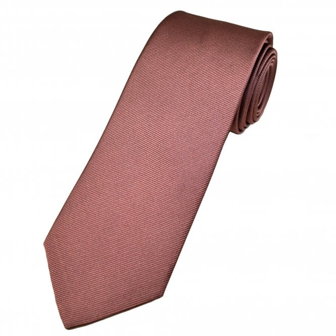 Plain Dark Dusky Pink Ribbed Men's Silk Tie