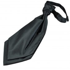 Plain Dark Grey Men's Scrunchie Ruche Wedding Cravat