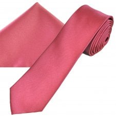 Plain Dark Mauve Pink Men's Skinny Tie & Pocket Square Handkerchief Set