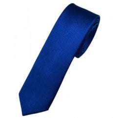 Plain Dark Royal Blue Silk Skinny Tie