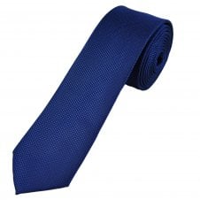 Plain Dark Royal Blue Textured Men's Skinny Tie