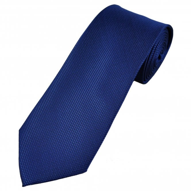 Plain Dark Royal Blue Textured Men's Tie