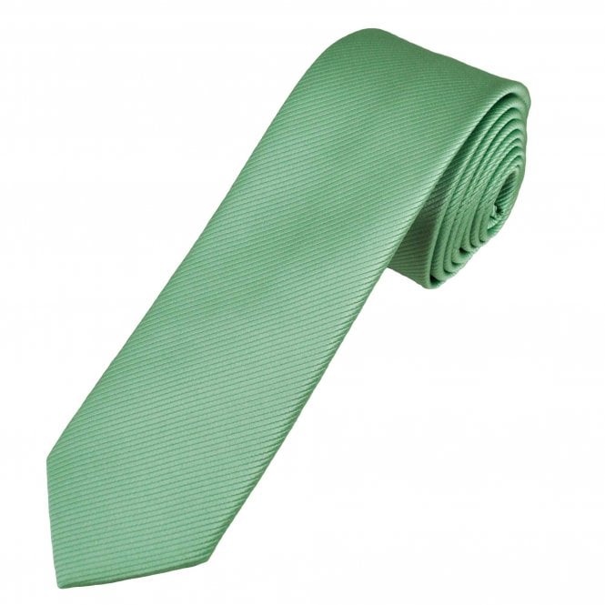 Plain Dark Sage Green Ribbed Men's Skinny Tie