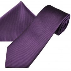 Plain Deep Lilac Men's Silk Tie & Pocket Square Handkerchief Set