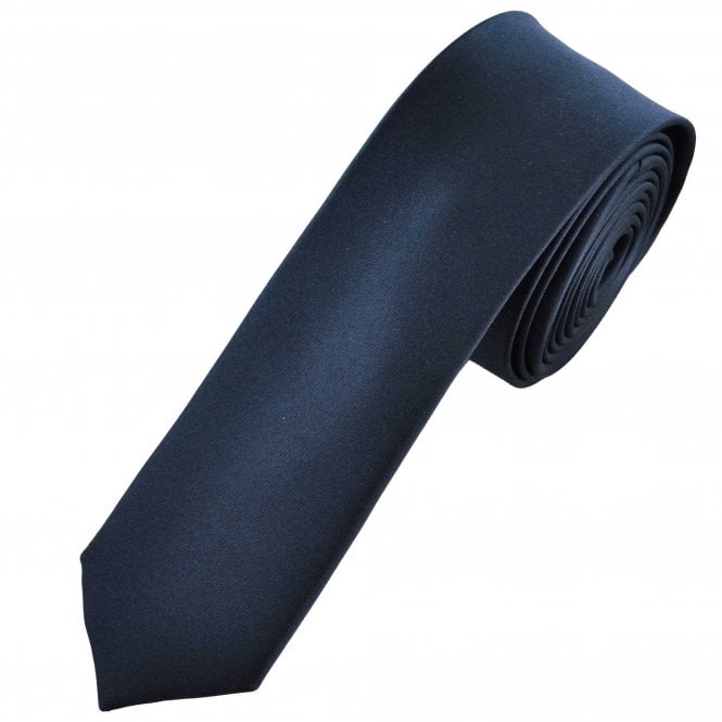 Plain Deep Navy Blue Boys Skinny Tie
