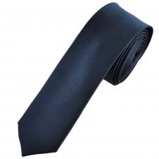 Plain Deep Navy Blue Boys Skinny Tie
