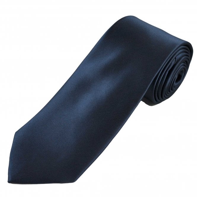 Plain Deep Navy Blue Men's Satin Tie