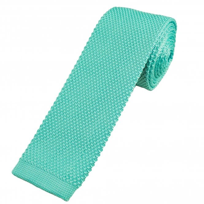 Plain Duck Egg Blue Men's Knitted Tie