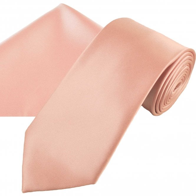 Plain Dusky Pink Men's Satin Tie & Pocket Square Handkerchief Set