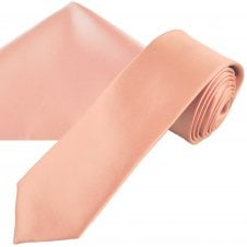 Plain Dusky Pink Men's Skinny Tie & Pocket Square Handkerchief Set