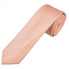 Plain Dusky Pink Ribbed Boys Skinny Tie