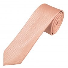 Plain Dusky Pink Ribbed Men's Skinny Tie