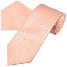Plain Dusky Pink Ribbed Men's Tie & Pocket Square Handkerchief Set
