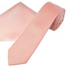 Plain Dusky Pink Textured Men's Skinny Tie & Pocket Square Handkerchief Set